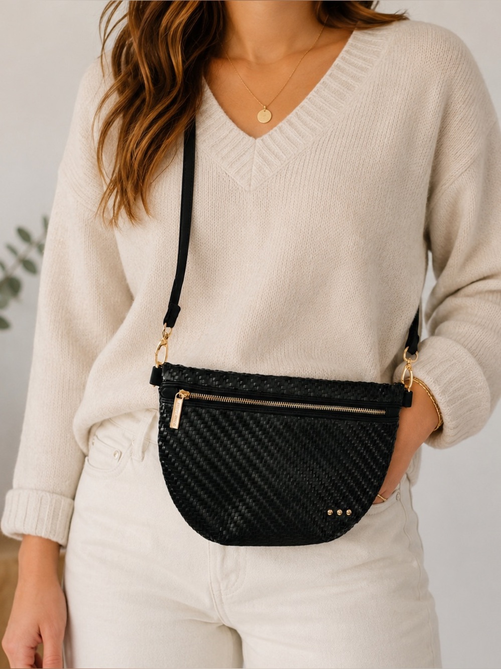 Pretty Simple Diagonal Woven Westlyn Bum Bag Black Top Selling Bag High Quality
